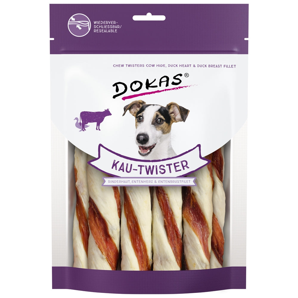 Dokas : Torsade à mâcher Peau de bœuf, Cœur de canard & Poitrine de canard