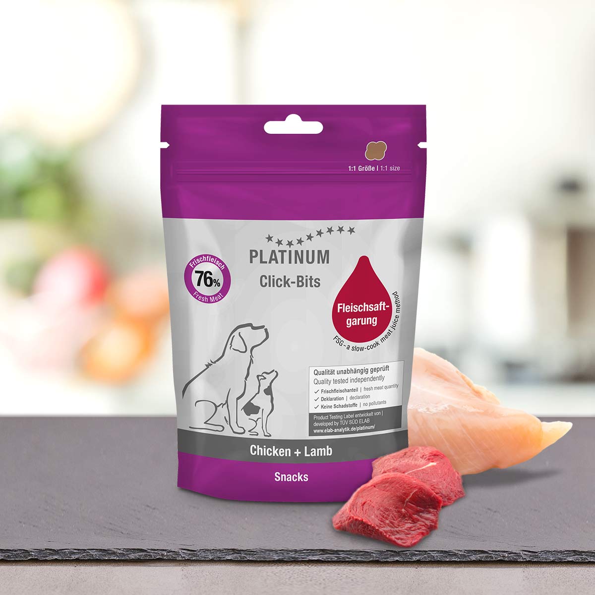 Platinum : Friandises Click-Bits Poulet & Agneau