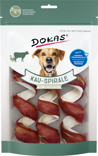 Dokas Dog Spirale à mâcher à la poitrine de canard