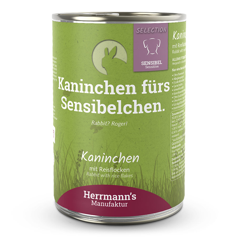 Herrmann's : Pâtée Chien Adult Sensible Lapin bio avec Flocons de riz