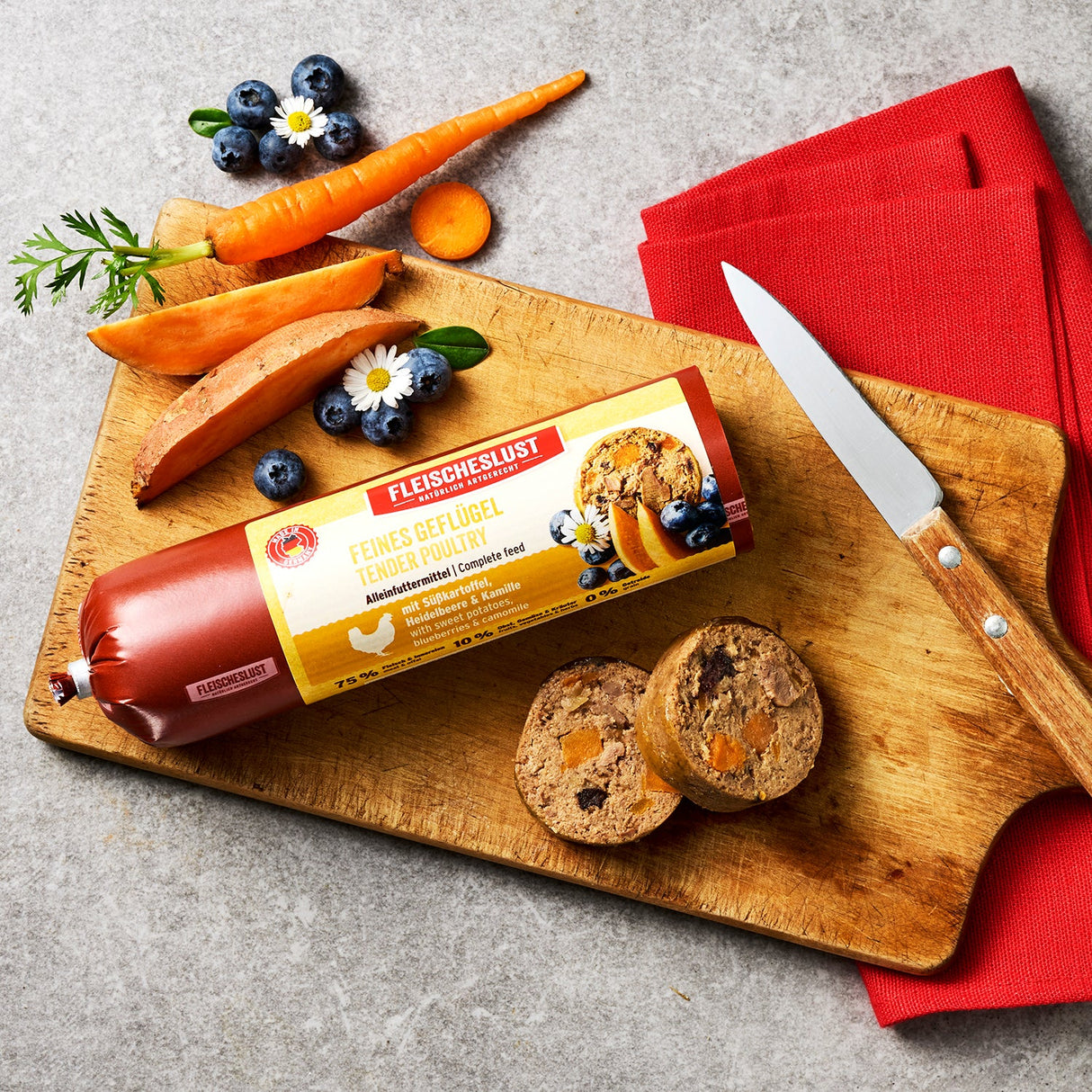 Fleischeslust : Classic Volaille fine avec Patate douce, Myrtille & Camomille