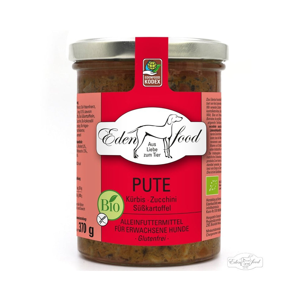 Edenfood Chien Menu Bio Dinde 2, Citrouille, Courgette & Patate douce