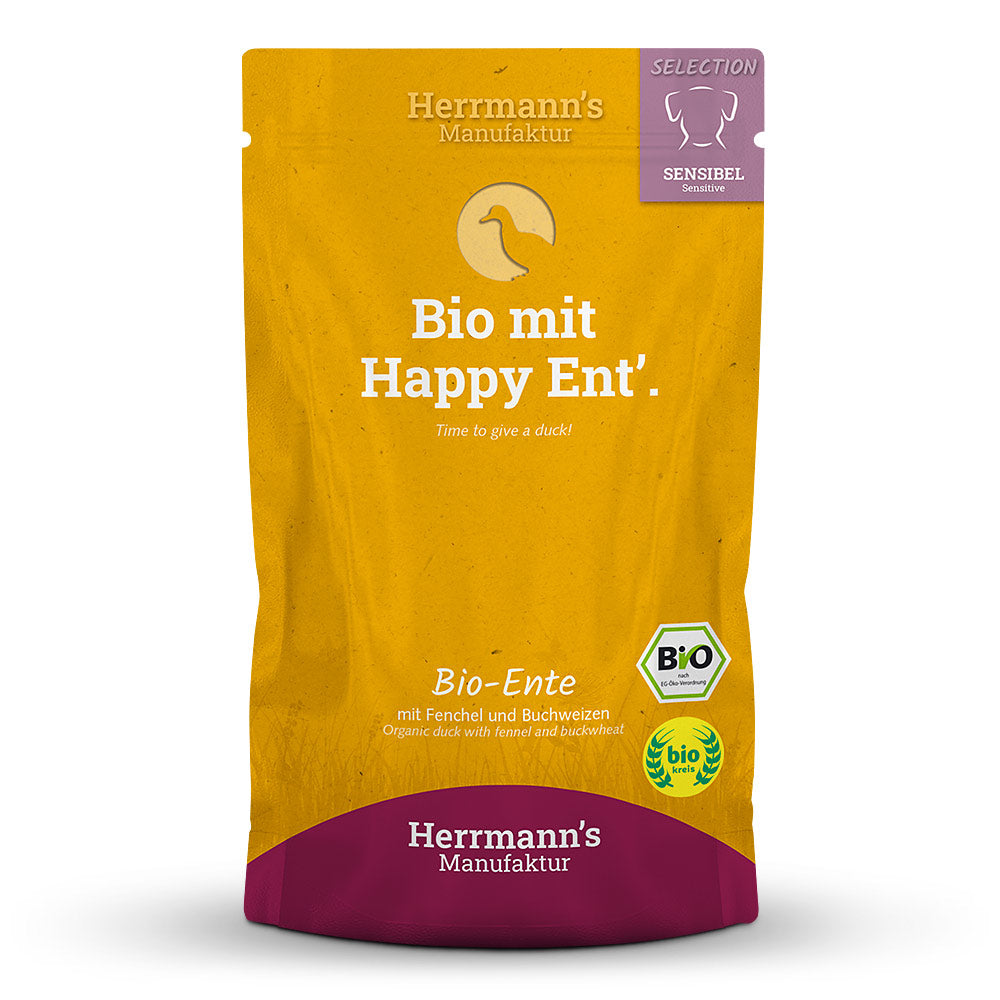 Herrmann's Dog Adulte Sensible Bio Canard avec Fenouil et Sarrasin