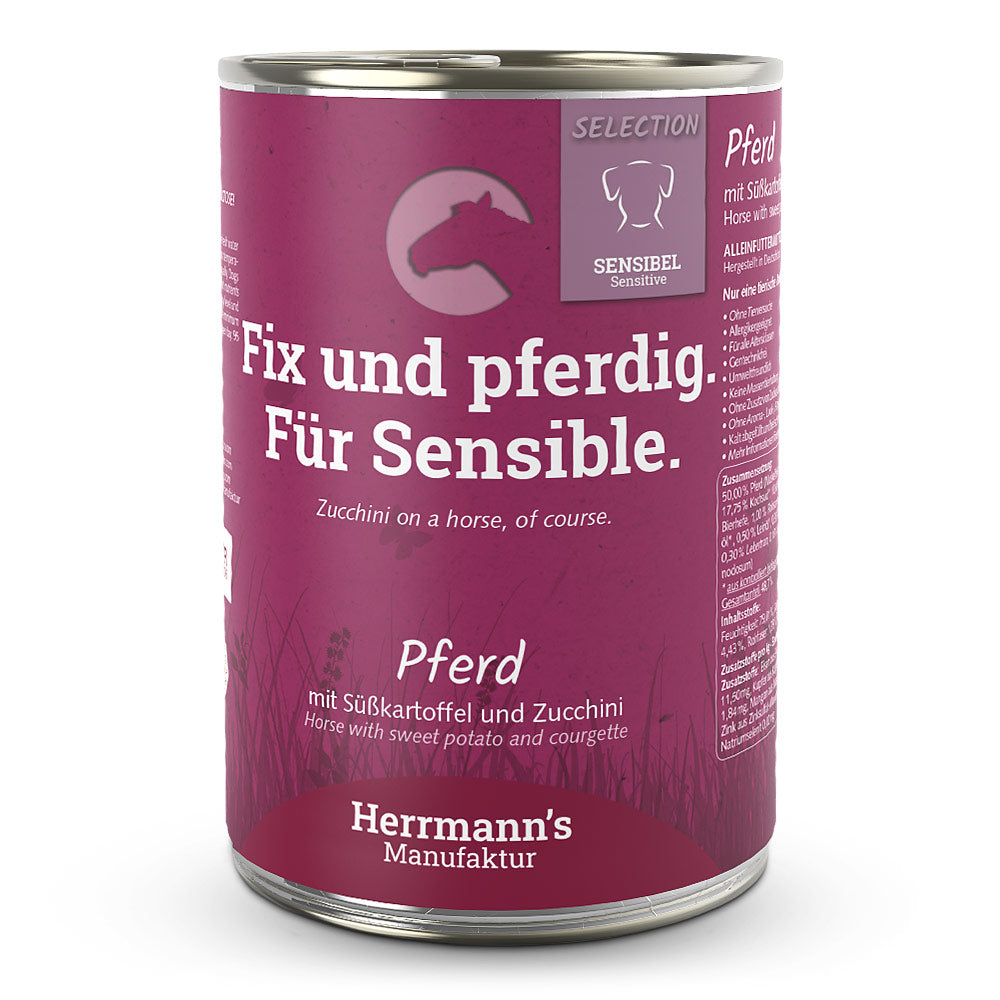 Herrmann's : Pâtée Chien Adult Sensible Cheval bio avec Patates douces et Courgettes