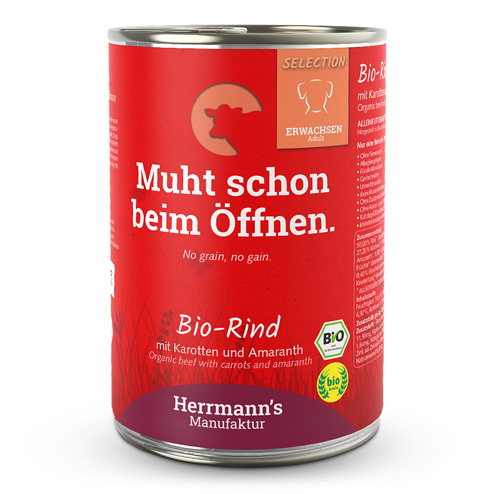 Herrmann's : Pâtée Chien Adult Bœuf bio avec Carottes et Amarante