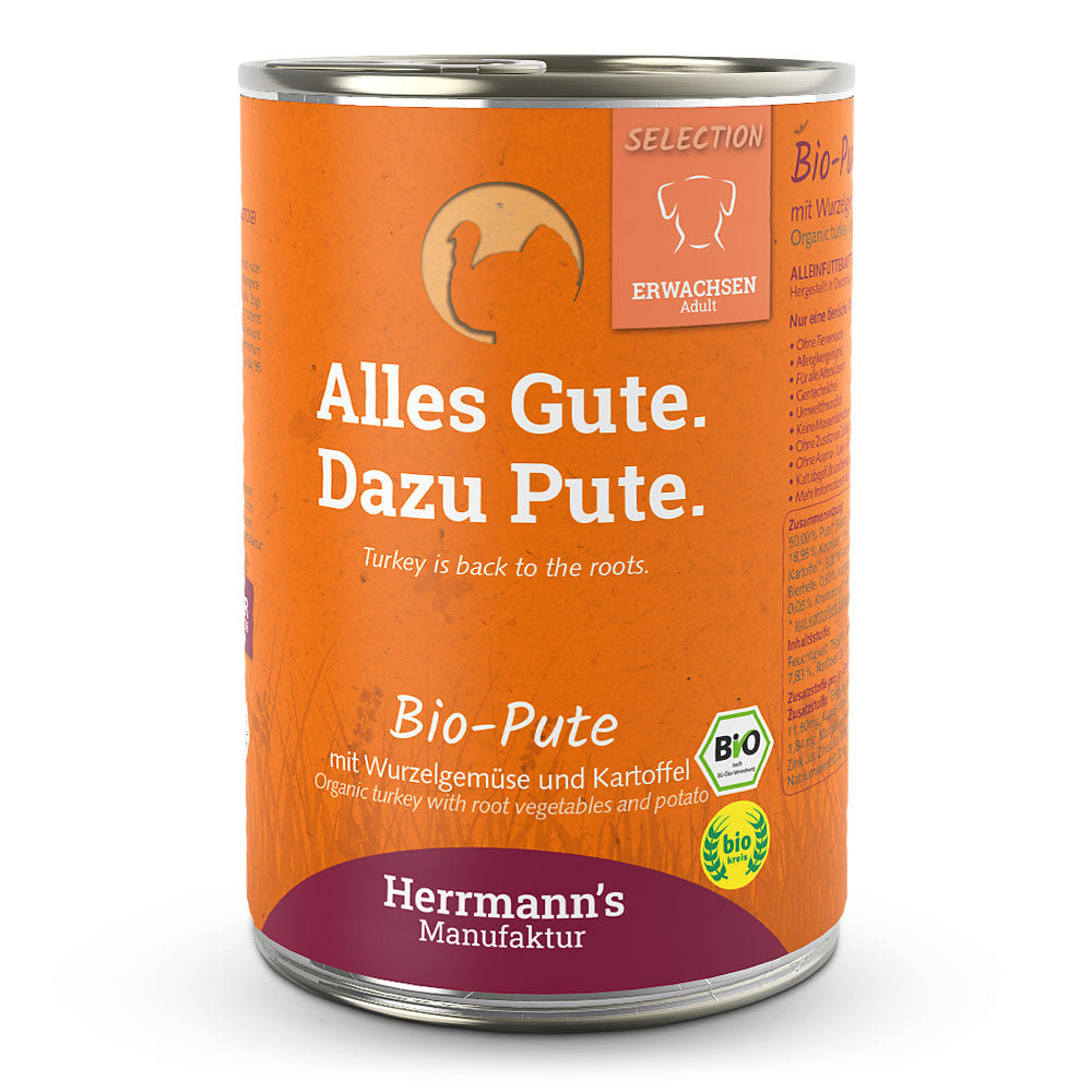 Herrmann's : Dog Adult Dinde bio avec Légumes racines, Pommes de terre et Fenouil