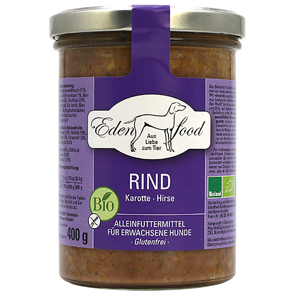 Edenfood : Dog Menu bio Bœuf 2, Carotte & Millet